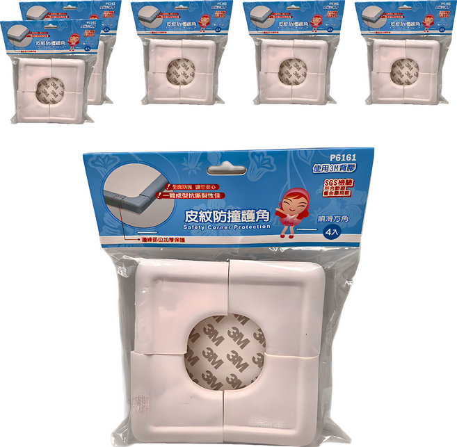 Middi 咪蒂 皮紋防撞護角4件組 方角 P6161, 顏色隨機, 6組