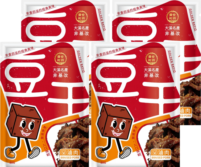 黃金比例 古早味豆干 滷肉, 4個, 80g