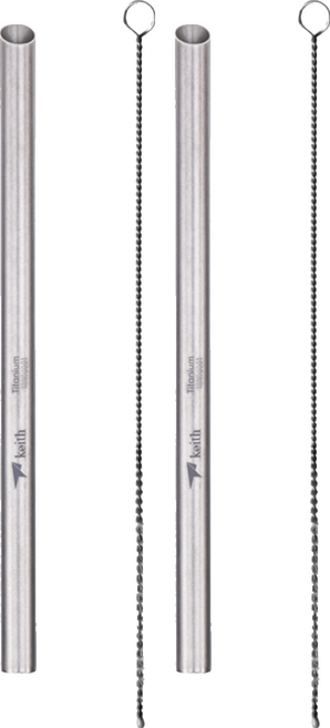 keith Titanium 鎧斯 純鈦環保斜口直吸管 附清潔刷 Ti3702 12mm, 1支, 2支