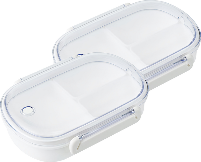 imakara 伊瑪卡拉 分隔保鮮盒 B-5179 183 x 133 x 49mm 白色 490ml, 2個, 容器 + 蓋子