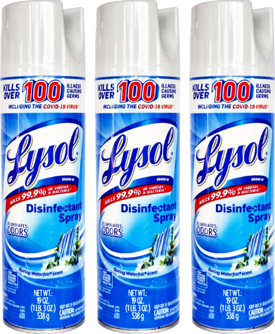 Lysol 來舒 消臭清新噴霧 春天瀑布, 19oz, 3瓶