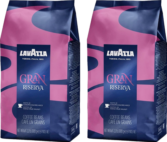 LAVAZZA Gran Riserva咖啡豆, 1kg, 2個, 全豆咖啡 未研磨