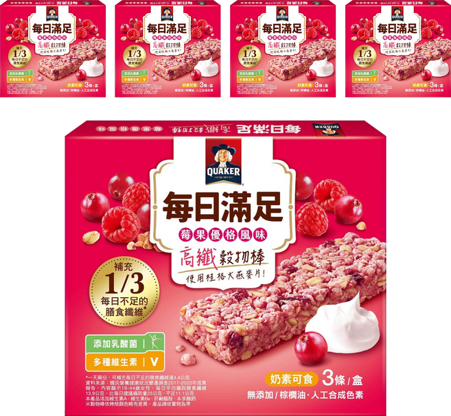 QUAKER 桂格 每日滿足穀物棒 3條, 69g, 5盒