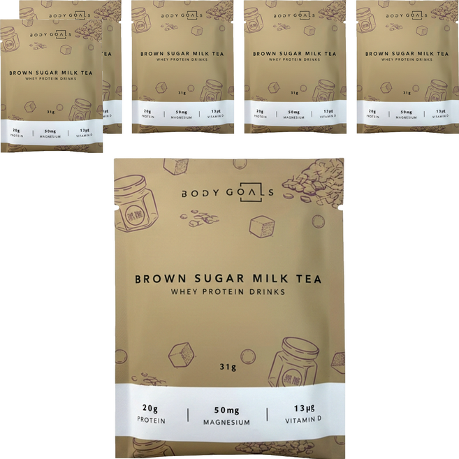 BODY GOALS 乳清蛋白飲 黑糖奶茶, 31g, 6個