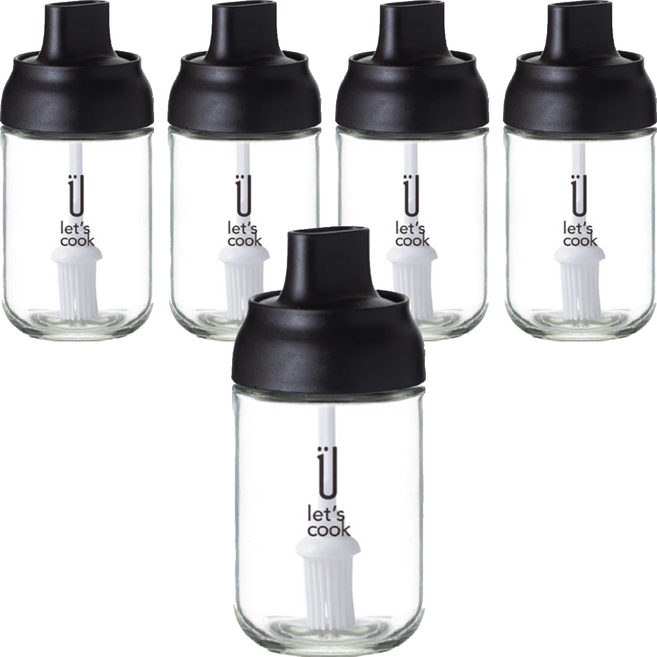 樂司廚品 密封玻璃調味瓶 附刷 AY62 K0262, 220ml, 5個
