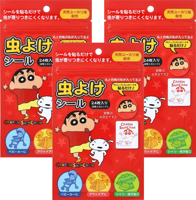 Shinchan 蠟筆小新 防蚊貼, 3個, 24片