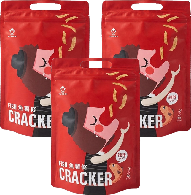 YU ROCK 魚薯條 辣味, 90g, 3個
