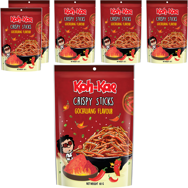 Koh-Kae 大哥 韓式辣醬風味脆脆條, 6包, 60g