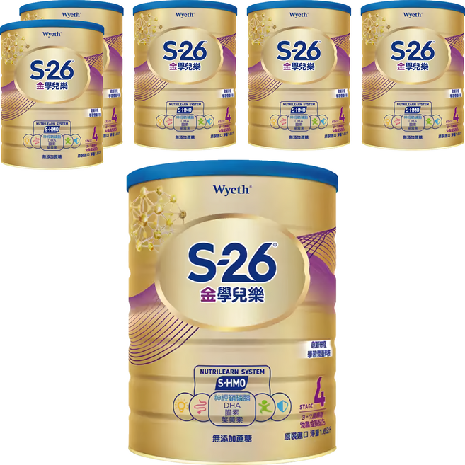 Wyeth 惠氏 S-26 金學兒樂S-HMO幼童成長配方(再升級版) 4號 3-7歲, 1.6kg, 6罐