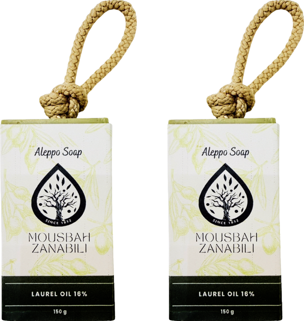 MOUSBAH ZANABILI 薩納貝莉 16%月桂完美呵護 懸掛式阿勒坡皂, 150g, 2個