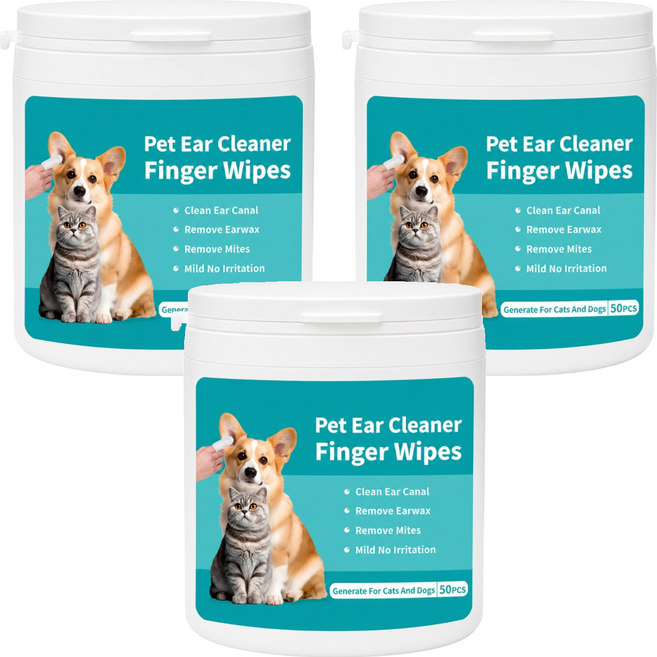 PET DAILY LAB 毛孩日常研究社 寵物潔耳清潔濕巾, 3個, 50個裝