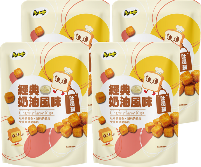 Pop-Smile 卡滋 吐司餅經典奶油風味, 35g, 4個