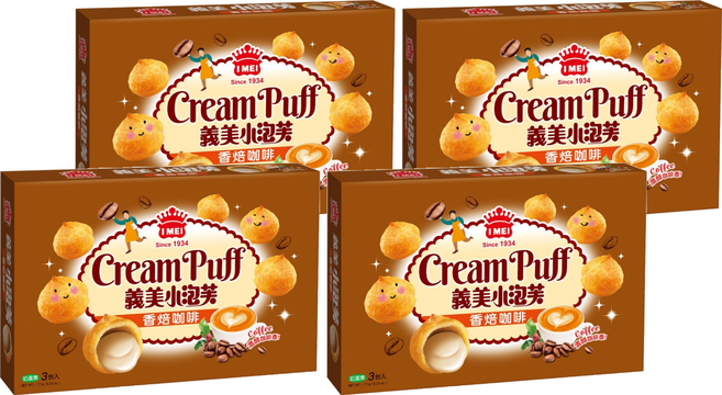 義美 小泡芙 香焙咖啡, 171g, 4個