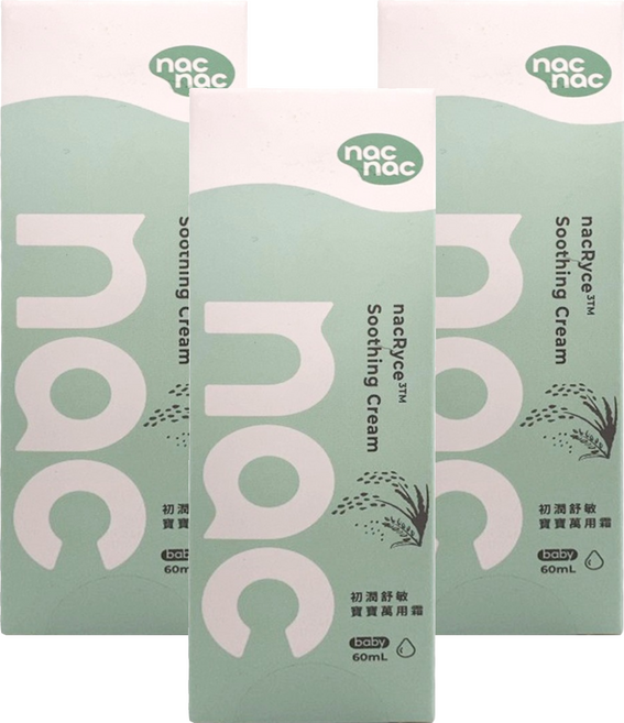 nac nac 初潤舒敏寶寶萬用霜, 3個, 60ml