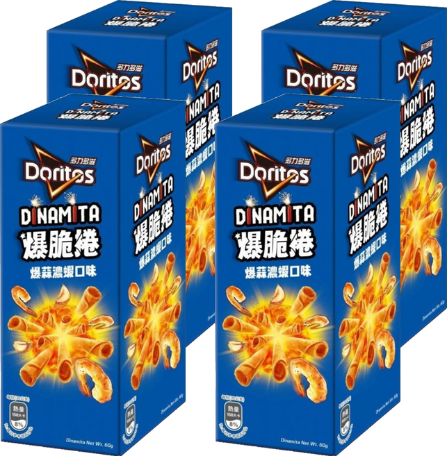 Doritos 多力多滋 爆脆捲爆蒜濃蝦口味玉米捲, 60g, 4個