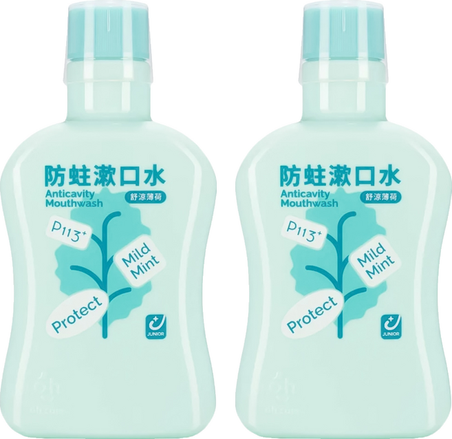 oh care 歐克威爾 兒童含氟漱口水 薄荷, 2瓶, 350ml