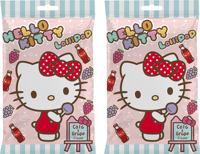 AMANDIER 雅蒙蒂 Hello Kitty棒棒糖 可樂風味 + 葡萄風味, 78g, 2個