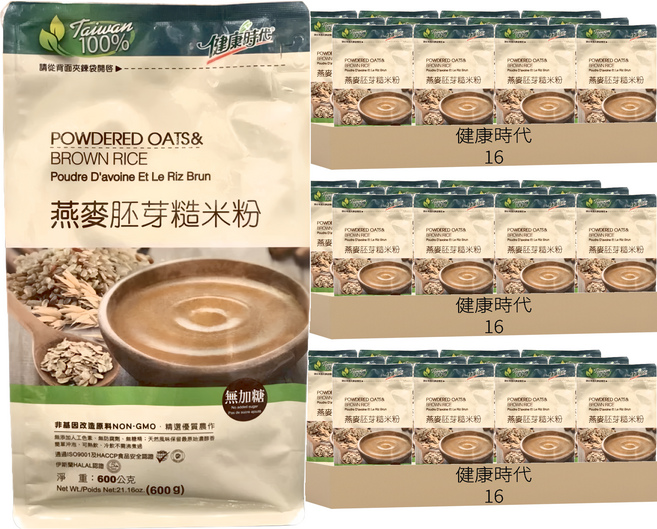 健康時代 燕麥胚芽糙米粉 無糖, 600g, 1入, 48包