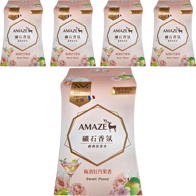 AMAZE 森林擴香 礦石香氛包 3包, 梅酒牡丹果香, 60g, 5盒