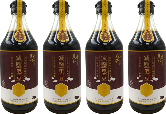 黑矸仔 減鹽黑豆醬油, 4個, 500ml