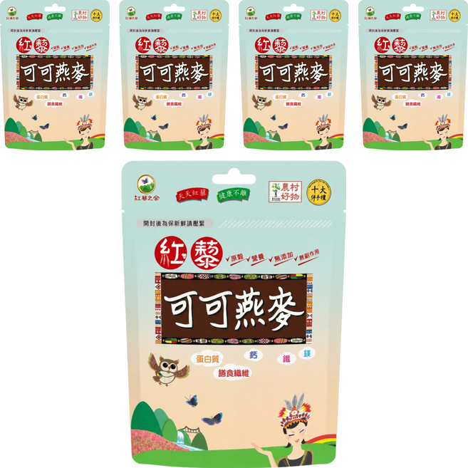 紅藜之家 紅藜可可燕麥粉, 275g, 5個