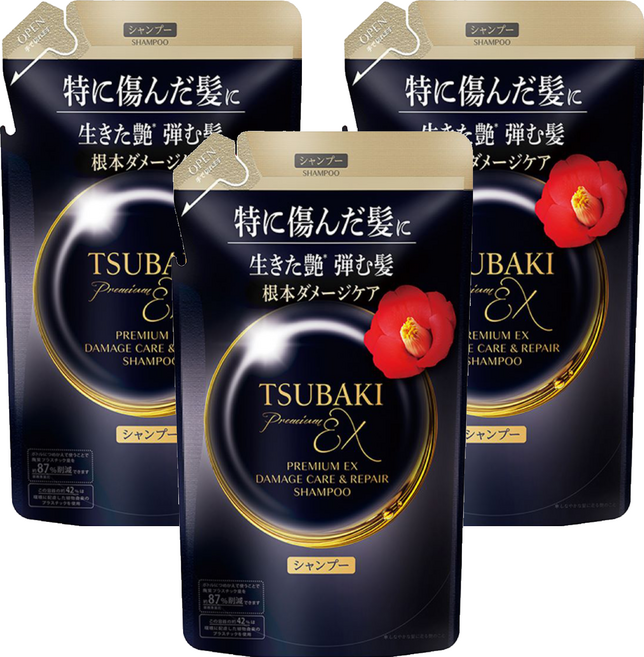 TSUBAKI 思波綺 公司貨 髮研修護洗髮乳 EX 補充包, 3件, 300ml