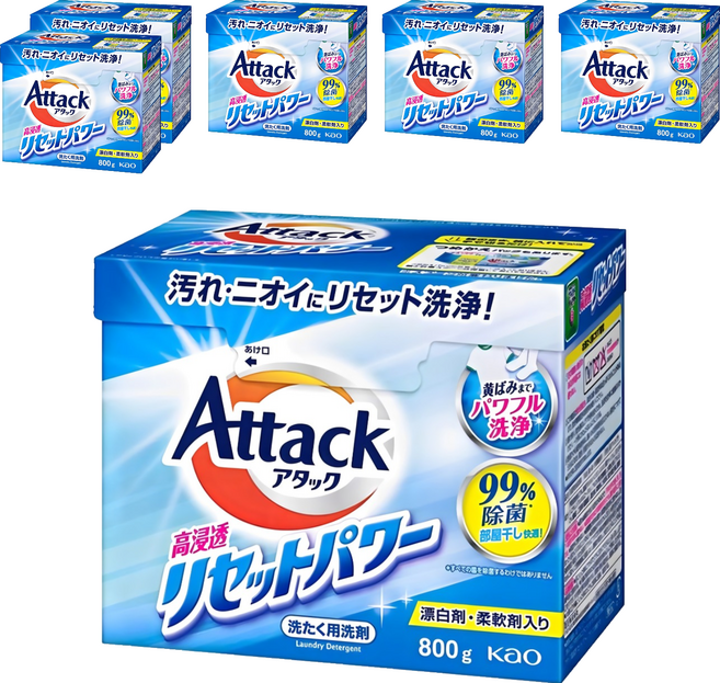 Attack 一匙靈 日本境內款 高浸透酵素洗衣粉, 800g, 6盒