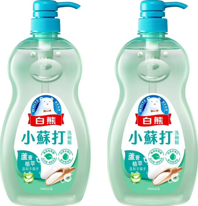 白熊 小蘇打洗碗精, 1kg, 2個