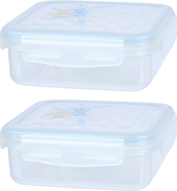 KOMAX 藍緞方保鮮盒 700ml, 2個, 2個容器 + 2個蓋子