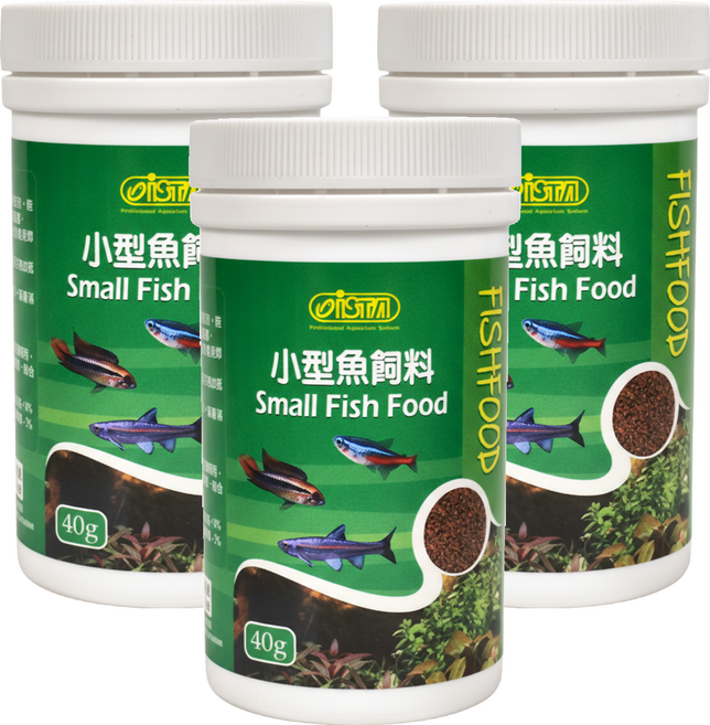 ISTA 伊士達 小型魚飼料 小型魚 觀賞魚 孔雀魚 微粒 粉狀, 3罐, 40g