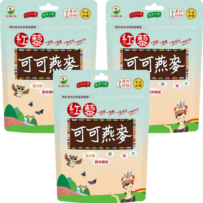 紅藜之家 紅藜可可燕麥粉, 275g, 3個