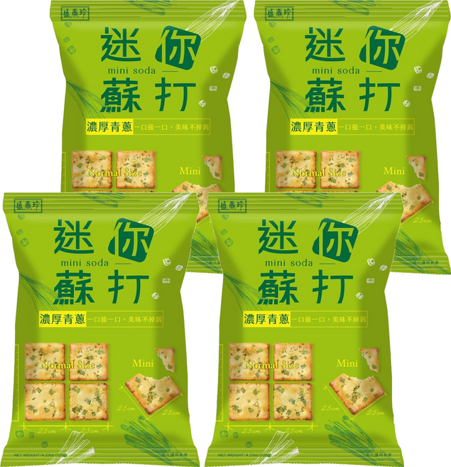 盛香珍 濃厚青蔥迷你蘇打餅, 120g, 4個