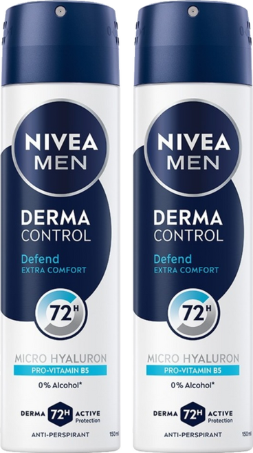 NIVEA 妮維雅 台灣公司貨 MEN 男士玻尿酸肌能修復止汗噴霧, 2個, 150ml
