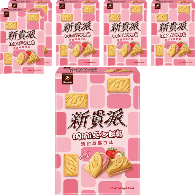 77 新貴派 mini夾心餅乾 清甜草莓口味, 49.6g, 6個