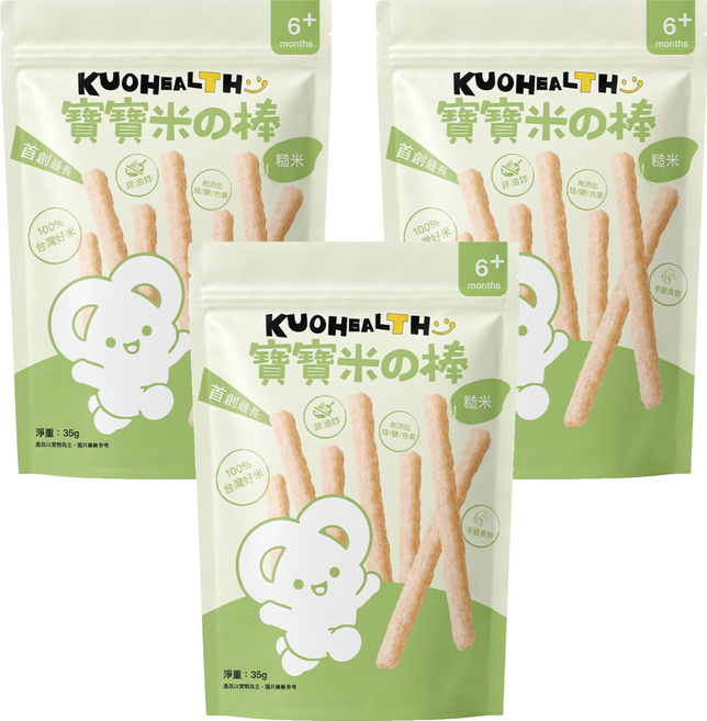 郭老師 寶寶米果棒 糙米口味, 35g, 3個, 純天然