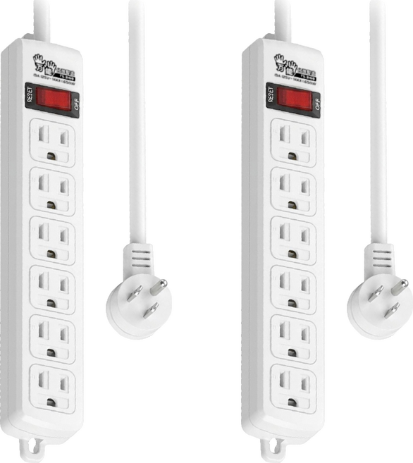 雙手萬能 過載防護延長線 6孔 TS-3168, 白色, 2個, 4.5m
