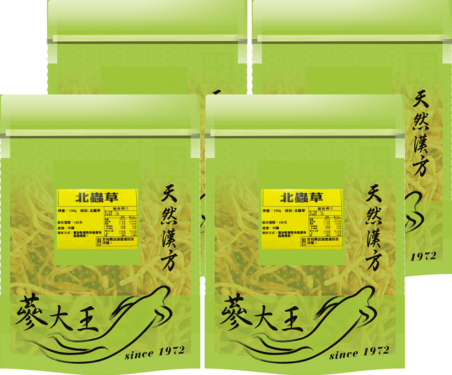 蔘大王 黃金蟲草花 北蟲草, 4個, 1個裝, 100g