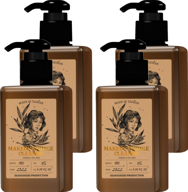 DIAN YAN ZHI 點胭脂 粉撲海綿專用清潔劑, 100ml, 4瓶