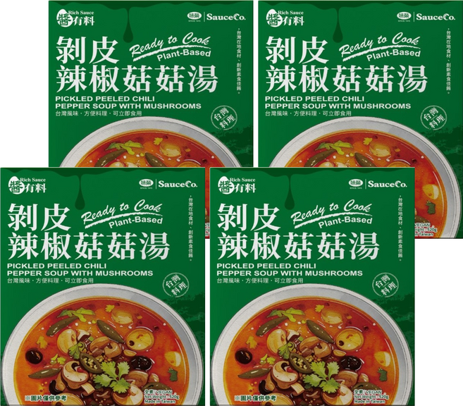 味榮 醬有料 剝皮辣椒菇菇湯, 520g, 4個