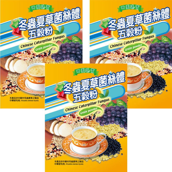 田園臻寶 冬蟲夏草菌絲體五穀粉, 30g, 3個, 15個裝
