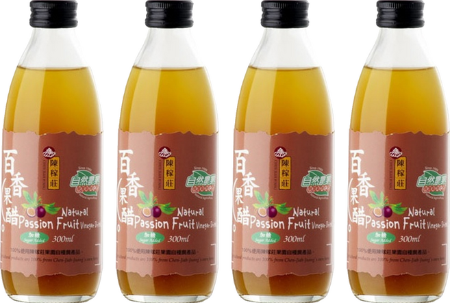 陳稼莊 百香果醋 加糖 即飲式, 300ml, 4瓶