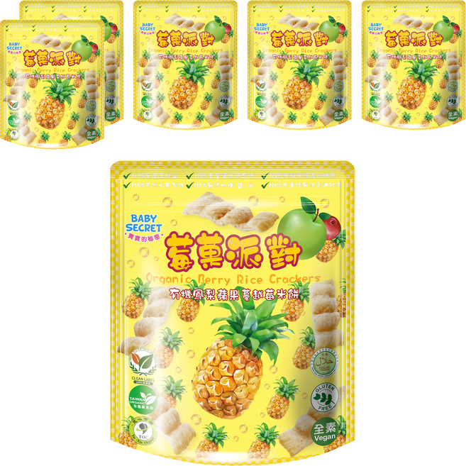 BABY SECRET 寶寶的秘密 有機米餅, 6包, 鳳梨 + 蘋果 + 蔓越莓, 25g