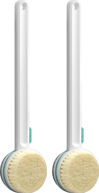 Qualitell 質零 雙柄搓背雙面浴刷 U1, 2個, 1個裝, 白色