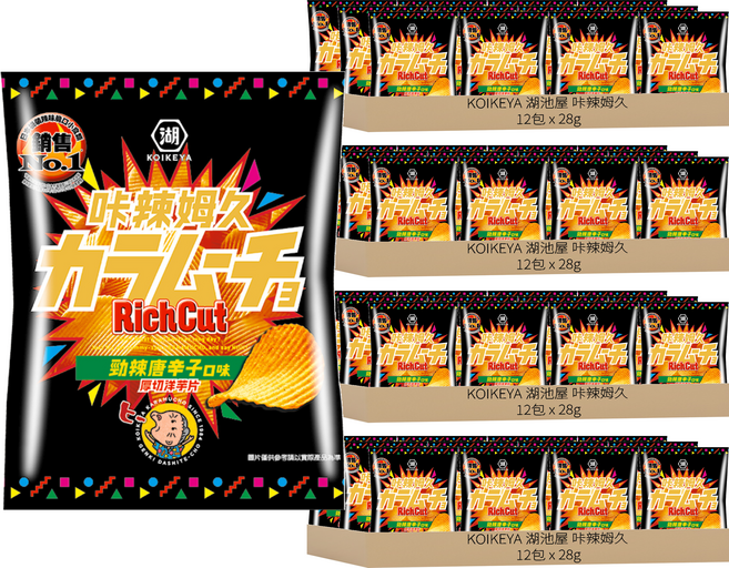 KOIKEYA 湖池屋 咔辣姆久 厚切洋芋片 勁辣唐辛子, 48包, 28g