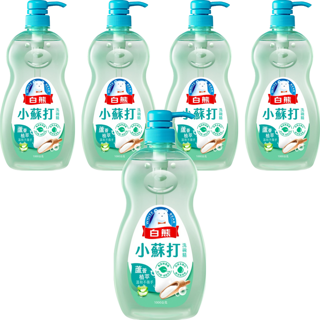 白熊 小蘇打洗碗精, 1kg, 5個