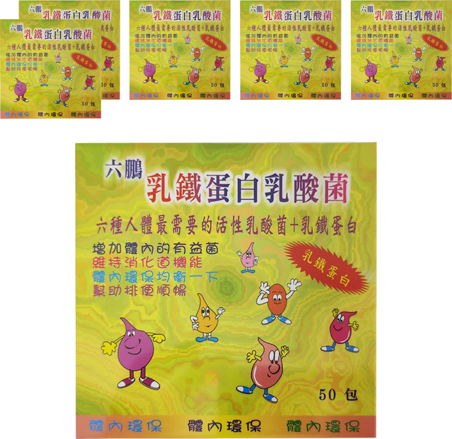 LIU PERNG 六鵬 乳鐵蛋白乳酸菌, 2g, 50包, 6盒