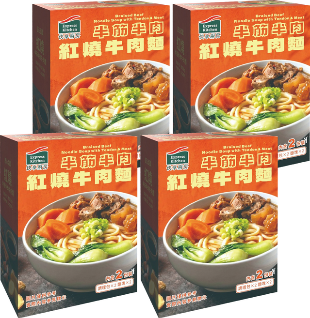 Express Kitchen 快享廚房 紅燒半筋半肉牛肉麵, 1020g, 4個