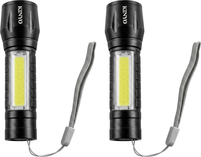 Kinyo 多功能LED變焦手電筒, 黑色, 2個