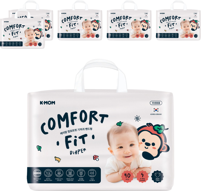 K-MOM COMFORT FIT 雲柔鎖水紙尿布 黏貼型 4~8kg, 240片, 小碼 (S)