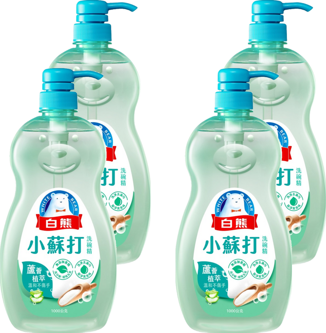 白熊 小蘇打洗碗精, 1kg, 4個